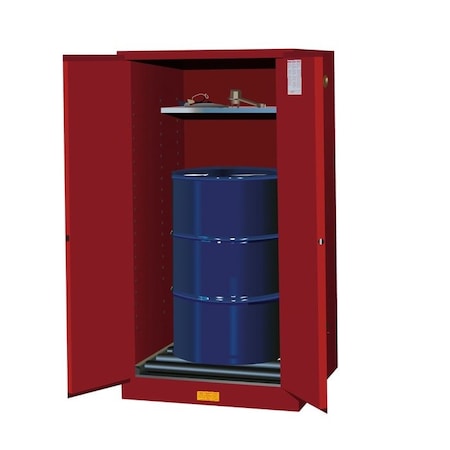 Justrite 55 gal, 1 Shelves, 18-Gauge Steel, 34 in W x 65 in H x 34 in D, Red 896271